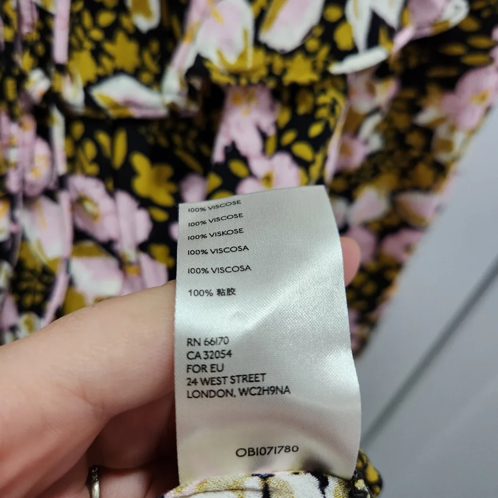 Free People Pink and Olive Floral Peasant Blouse